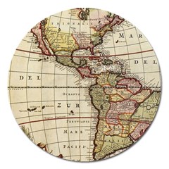 Vintage World Map Old  Globe Antique America Magnet 5  (round) by uniart180623