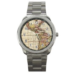 Vintage World Map Old  Globe Antique America Sport Metal Watch by uniart180623