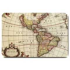 Vintage World Map Old  Globe Antique America Large Doormat by uniart180623