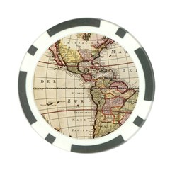 Vintage World Map Old  Globe Antique America Poker Chip Card Guard by uniart180623