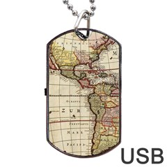 Vintage World Map Old  Globe Antique America Dog Tag Usb Flash (two Sides) by uniart180623