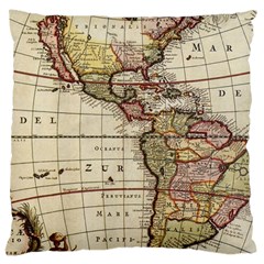 Vintage World Map Old  Globe Antique America Large Cushion Case (one Side) by uniart180623