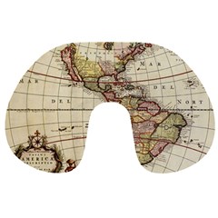 Vintage World Map Old  Globe Antique America Travel Neck Pillow by uniart180623