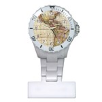 Vintage World Map Old  Globe Antique America Plastic Nurses Watch Front