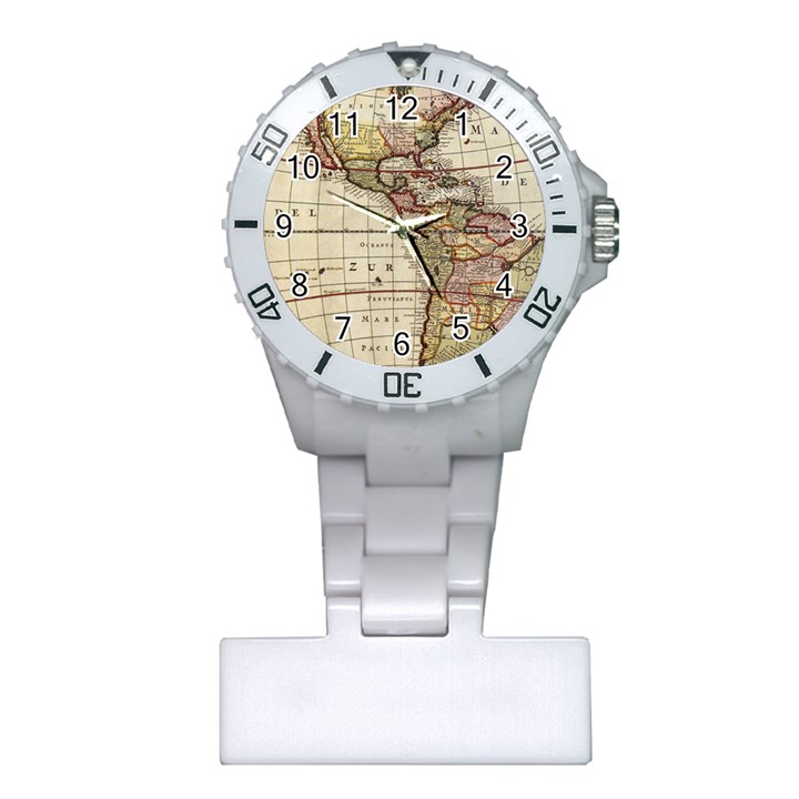 Vintage World Map Old  Globe Antique America Plastic Nurses Watch