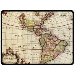 Vintage World Map Old  Globe Antique America Two Sides Fleece Blanket (large) by uniart180623