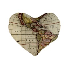 Vintage World Map Old  Globe Antique America Standard 16  Premium Flano Heart Shape Cushions by uniart180623