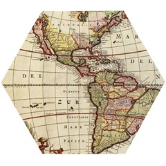 Vintage World Map Old  Globe Antique America Wooden Puzzle Hexagon by uniart180623