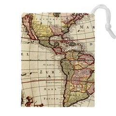 Vintage World Map Old  Globe Antique America Drawstring Pouch (5xl) by uniart180623