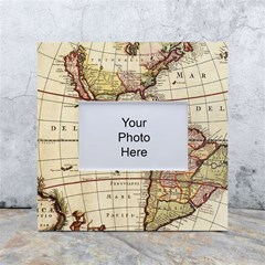 Vintage World Map Old  Globe Antique America White Box Photo Frame 4  X 6  by uniart180623