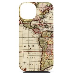 Vintage World Map Old  Globe Antique America Iphone 14 Black Uv Print Case by uniart180623