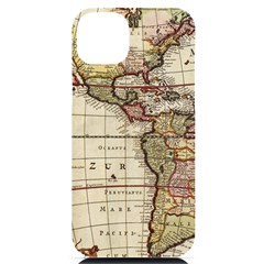 Vintage World Map Old  Globe Antique America Iphone 14 Plus Black Uv Print Case by uniart180623