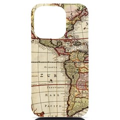 Vintage World Map Old  Globe Antique America Iphone 14 Pro Black Uv Print Case by uniart180623