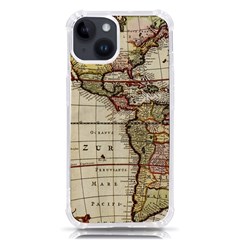 Vintage World Map Old  Globe Antique America Iphone 14 Tpu Uv Print Case by uniart180623