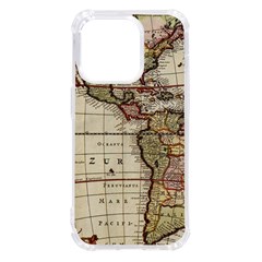 Vintage World Map Old  Globe Antique America Iphone 14 Pro Tpu Uv Print Case