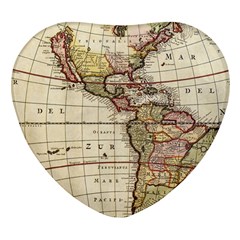 Vintage World Map Old  Globe Antique America Heart Glass Fridge Magnet (4 Pack) by uniart180623