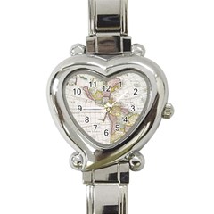 Vintage Map Of The Americas Heart Italian Charm Watch by uniart180623