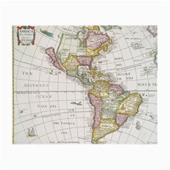 Vintage Map Of The Americas Small Glasses Cloth by uniart180623