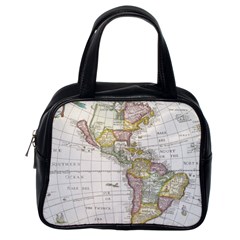 Vintage Map Of The Americas Classic Handbag (one Side) by uniart180623