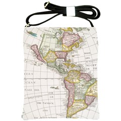 Vintage Map Of The Americas Shoulder Sling Bag by uniart180623