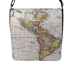 Vintage Map Of The Americas Flap Closure Messenger Bag (l) by uniart180623