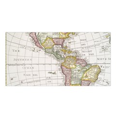 Vintage Map Of The Americas Satin Shawl 45  X 80  by uniart180623