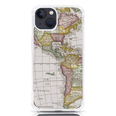 Vintage Map Of The Americas Iphone 13 Tpu Uv Print Case