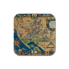 Vintatge Map Of Washington Dc Rubber Square Coaster (4 Pack) by uniart180623