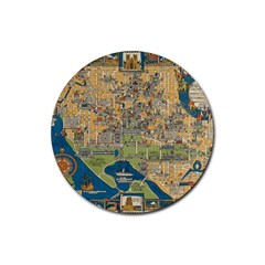 Vintatge Map Of Washington Dc Rubber Coaster (round) by uniart180623