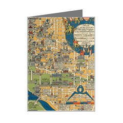 Vintatge Map Of Washington Dc Mini Greeting Card by uniart180623