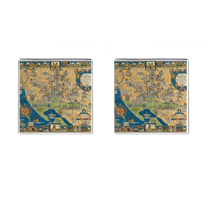 Vintatge Map Of Washington Dc Cufflinks (Square)