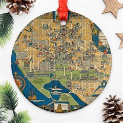 Vintatge Map Of Washington Dc Round Ornament (two Sides) by uniart180623