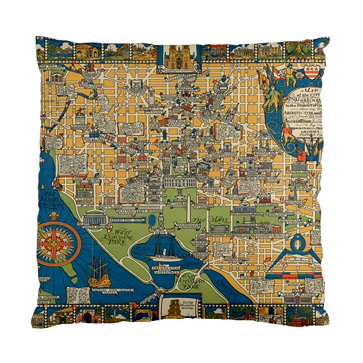 Vintatge Map Of Washington Dc Standard Cushion Case (One Side)