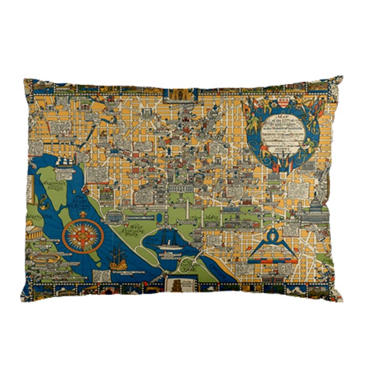 Vintatge Map Of Washington Dc Pillow Case