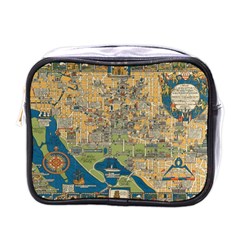 Vintatge Map Of Washington Dc Mini Toiletries Bag (one Side) by uniart180623