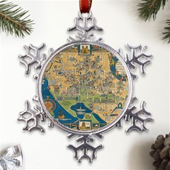 Vintatge Map Of Washington Dc Metal Large Snowflake Ornament