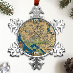 Vintatge Map Of Washington Dc Metal Small Snowflake Ornament by uniart180623