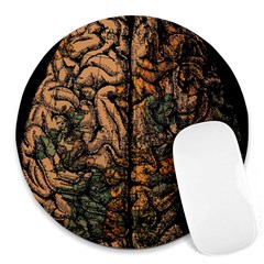 Always On My Mind Brain Map Vintage Round Mousepad by uniart180623