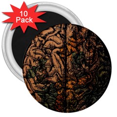 Always On My Mind Brain Map Vintage 3  Magnets (10 Pack)  by uniart180623