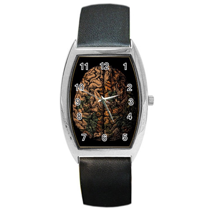 Always On My Mind Brain Map Vintage Barrel Style Metal Watch