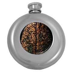 Always On My Mind Brain Map Vintage Round Hip Flask (5 Oz) by uniart180623