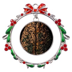 Always On My Mind Brain Map Vintage Metal X mas Wreath Ribbon Ornament by uniart180623