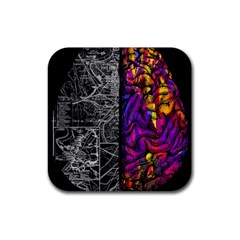 Ambiguity Tobe Brain Duality Mind Minimal Thinking Rubber Coaster (square) by uniart180623