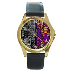 Ambiguity Tobe Brain Duality Mind Minimal Thinking Round Gold Metal Watch