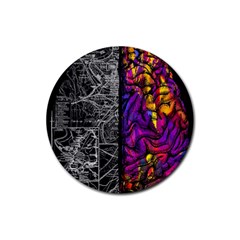 Ambiguity Tobe Brain Duality Mind Minimal Thinking Rubber Coaster (round) by uniart180623