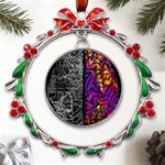 Ambiguity Tobe Brain Duality Mind Minimal Thinking Metal X mas Wreath Ribbon Ornament Front