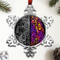 Ambiguity Tobe Brain Duality Mind Minimal Thinking Metal Small Snowflake Ornament by uniart180623