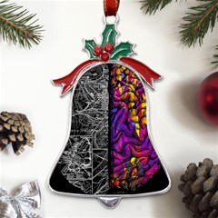 Ambiguity Tobe Brain Duality Mind Minimal Thinking Metal Holly Leaf Bell Ornament by uniart180623