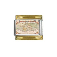 Old World Map Of Continents The Earth Vintage Retro Gold Trim Italian Charm (9mm)