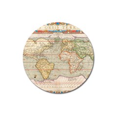 Old World Map Of Continents The Earth Vintage Retro Magnet 3  (round) by uniart180623